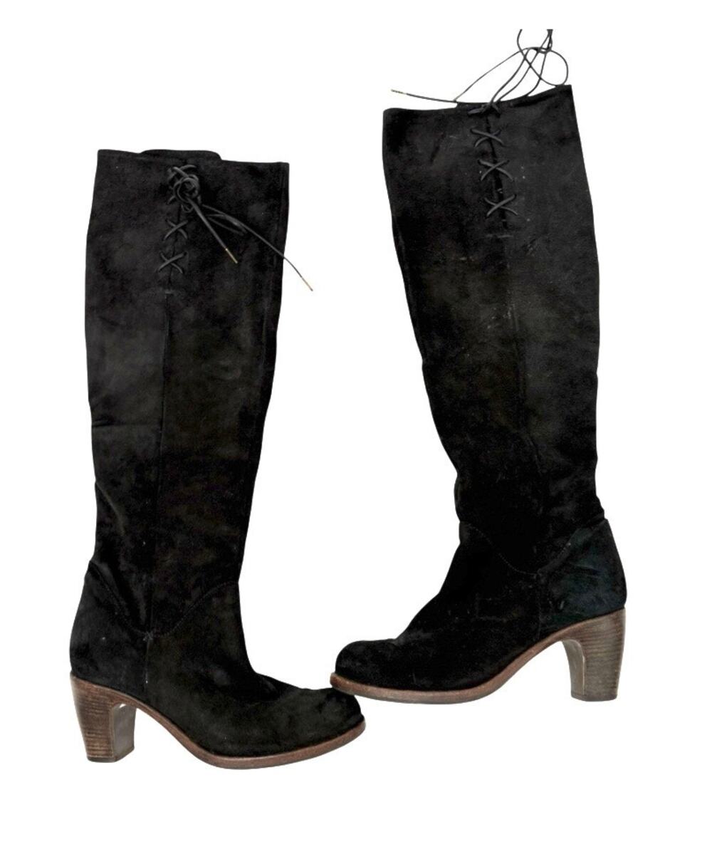Fiorentini + Baker Emma Knee-High Boots Black Suede 37.5 7.5 Women’s